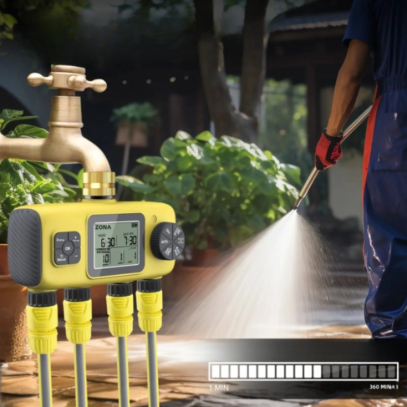 Digital 4-Zone Watering Timer LCD Display Smart Valve Irrigation Controller