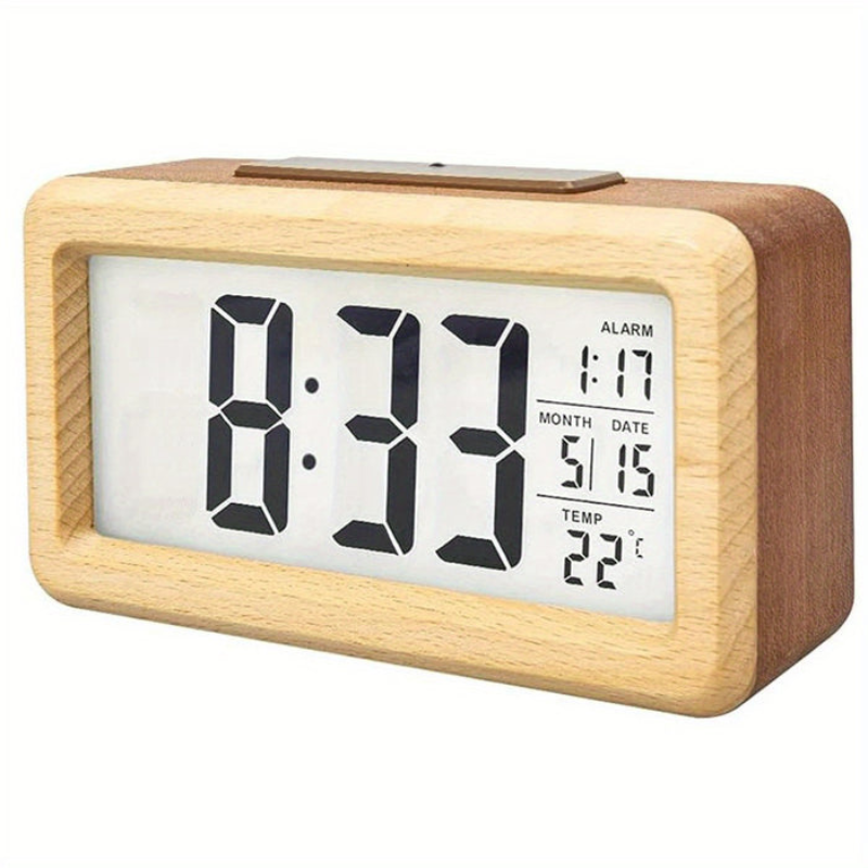 Digital LED Alarm Clock Time Date Temperature Display Desk Bedside Clock