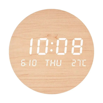 Digital LED Wall Clock with Time Date Temperature Display