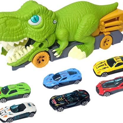 Dinosaur Truck Swallowing Car Toy Push Go Action Car Transporter Playset
