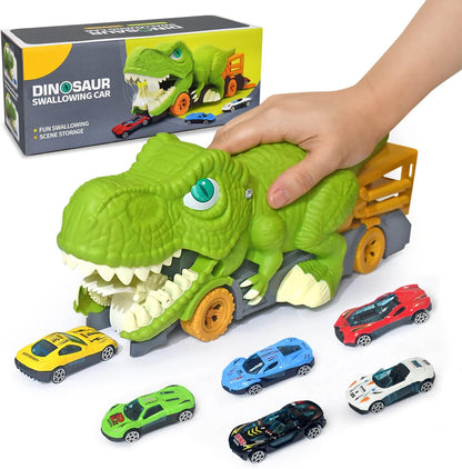 Dinosaur Truck Swallowing Car Toy Push Go Action Car Transporter Playset