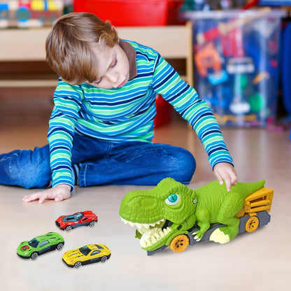 Dinosaur Truck Swallowing Car Toy Push Go Action Car Transporter Playset