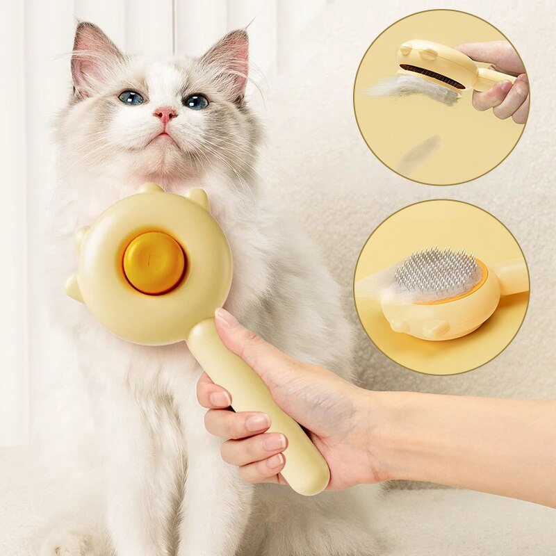 Dual Function Pet Grooming Brush Ergonomic Deshedding Comb Dog Cat Fur Care Tool