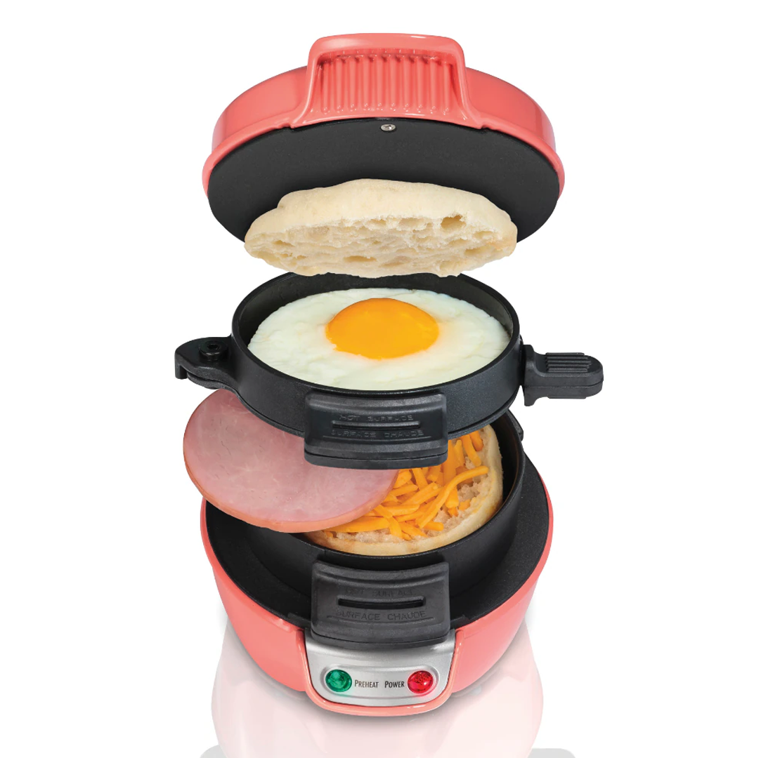 Electric Breakfast Sandwich Maker with Single and Double Cooking Plates