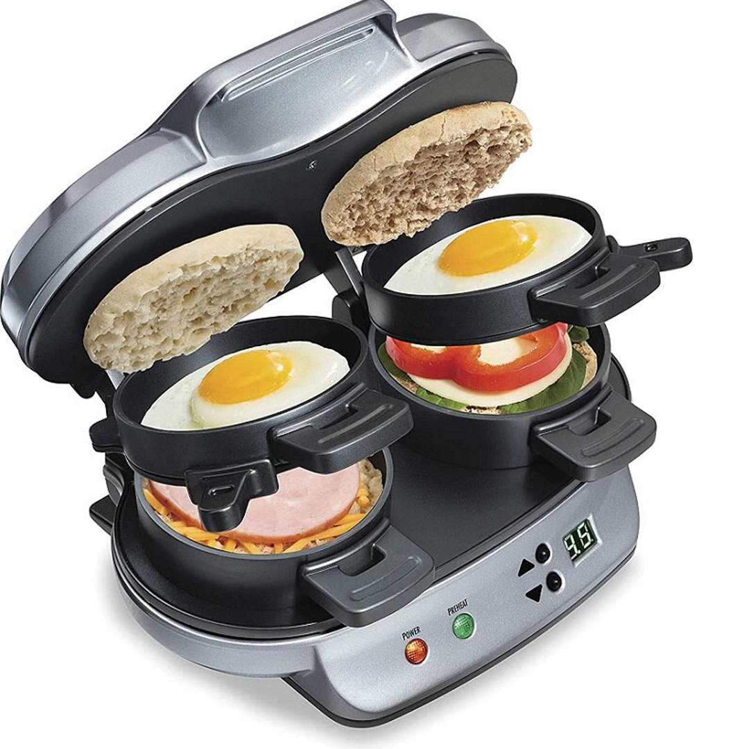 Electric Breakfast Sandwich Maker with Single and Double Cooking Plates