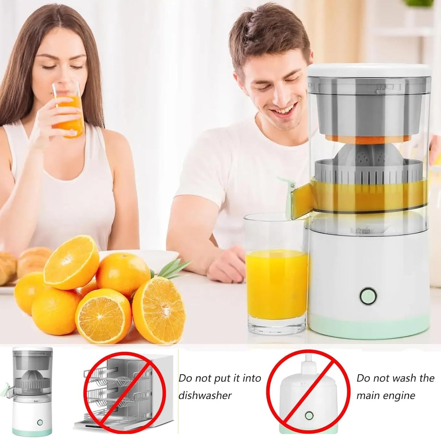 Electric Citrus Juicer Portable Cordless Juicer for Fresh Orange & Lemon Juice