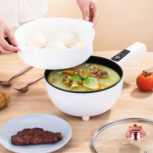 Electric Frying Pan for Cooking and Steaming Compact Multifunction Design