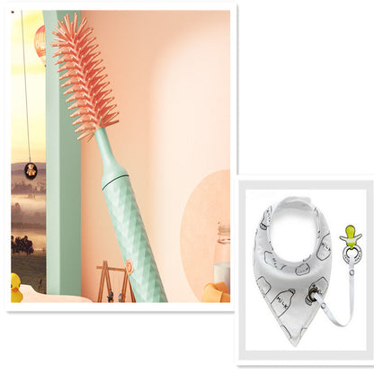 Electric Silicone Bottle Brush 360° Rotating Baby Bottle & Pacifier Cleaning Brush Rechargeable with Lithium Battery