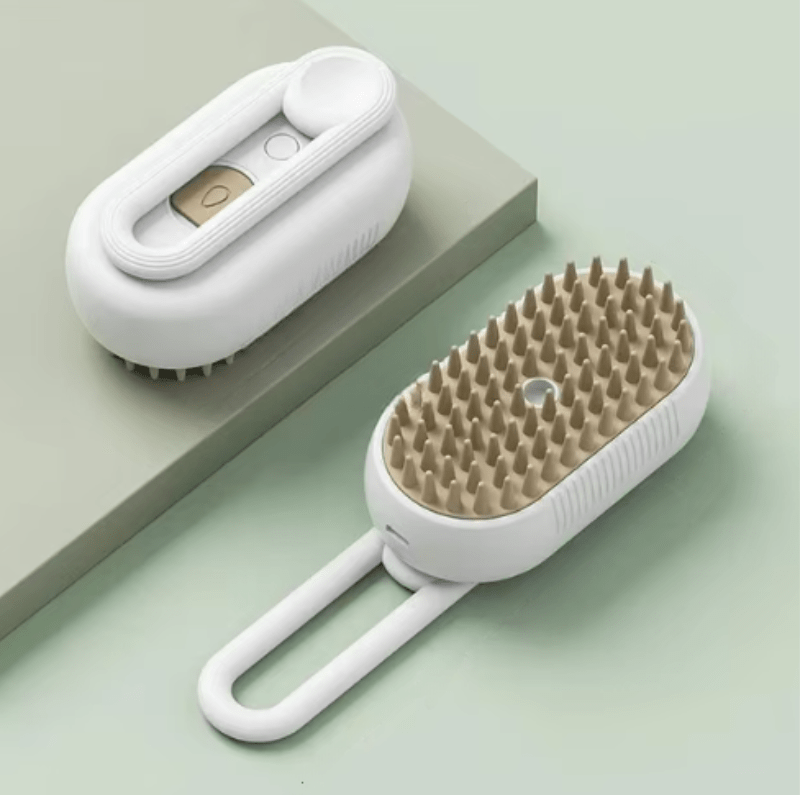 Electric Steam Brush for Pets with Spray and Massage Function