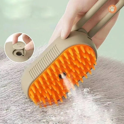 Electric Steam Brush for Pets with Spray and Massage Function
