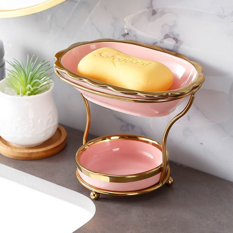 Elevated Soap Dish with Drain Tray Bathroom Soap Holder Quick Drain Soap Saver