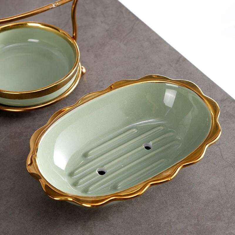 Elevated Soap Dish with Drain Tray Bathroom Soap Holder Quick Drain Soap Saver