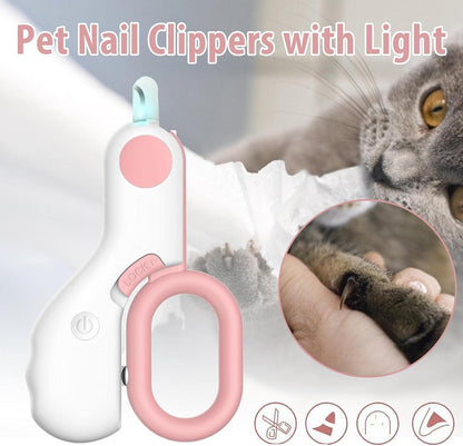 Ergonomic Dog Cat Nail Clipper with LED Light Precision Pet Grooming Tool