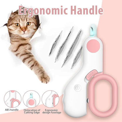 Ergonomic Dog Cat Nail Clipper with LED Light Precision Pet Grooming Tool