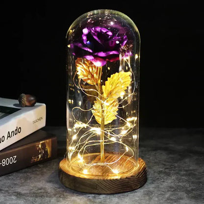Eternal Rose Flower Under Glass Dome Romantic Love Gift Decor