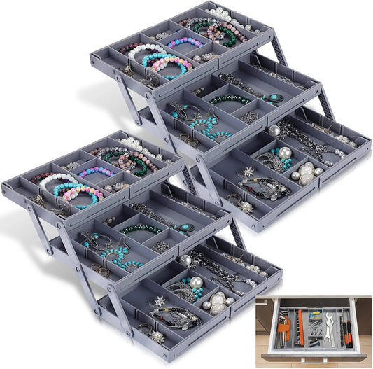 Expandable Drawer Organizer Adjustable Drawer Divider Storage Tray for Kitchen Office Bathroom