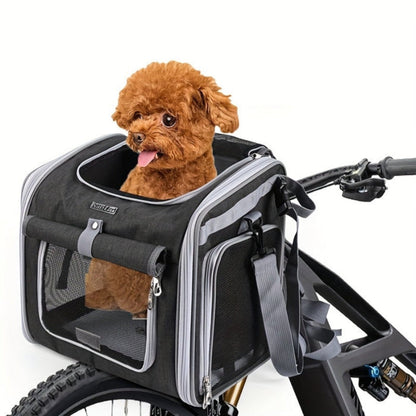 Expandable Pet Bike Basket with Side Windows Quick Release Mount