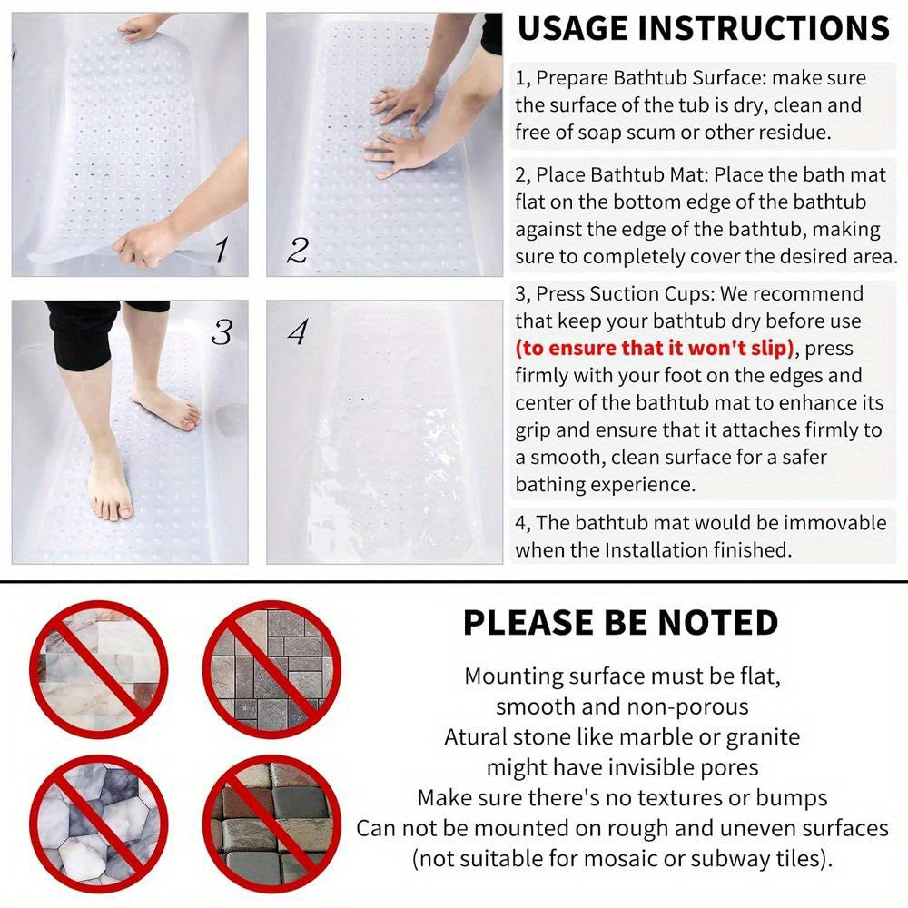 Extra Long Anti Slip Bath Mat for Safe and Comfortable Shower Use
