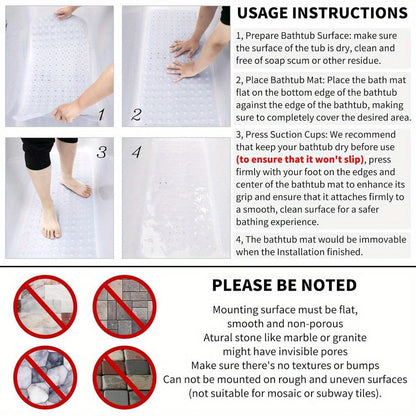 Extra Long Anti Slip Bath Mat for Safe and Comfortable Shower Use