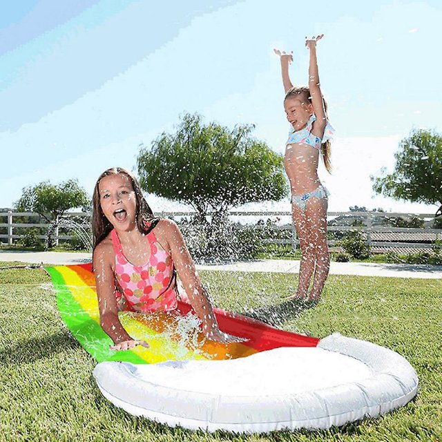 Extra-Long Inflatable Water Slide for Backyard – Rainbow Summer Slip & Slide for Kids and Adults