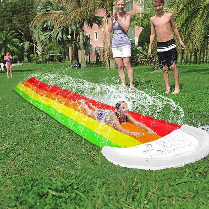 Extra-Long Inflatable Water Slide for Backyard – Rainbow Summer Slip & Slide for Kids and Adults
