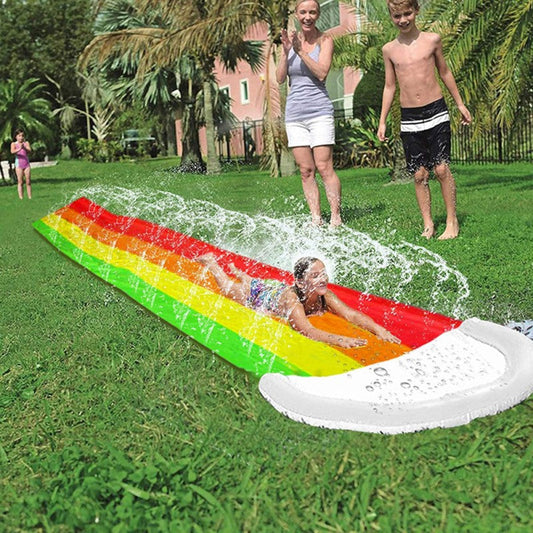 Extra-Long Inflatable Water Slide for Backyard – Rainbow Summer Slip & Slide for Kids and Adults
