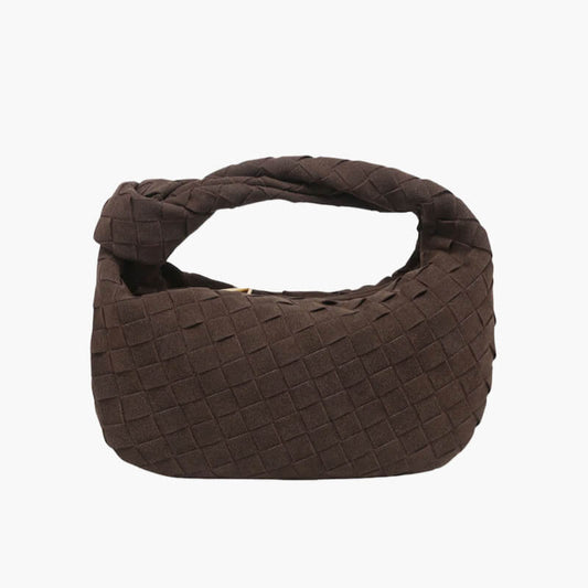 Facover – Women's Mini Suede Shoulder Bag with Woven Knot Design