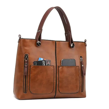 Facover – Women's Vintage PU Leather Shoulder Bag with Adjustable Crossbody Strap
