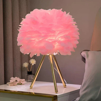 Feather Table Lamp Soft Glowing Decorative Lamp for Bedroom, Living Room & Home Decor