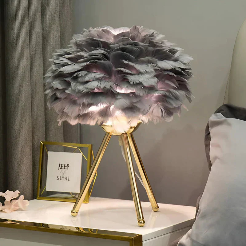 Feather Table Lamp Soft Glowing Decorative Lamp for Bedroom, Living Room & Home Decor