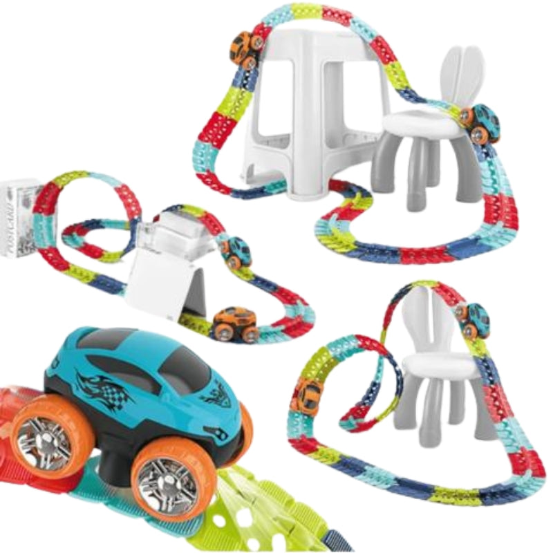 Flexible LED Race Track Set with Custom Layout and Light Up Car