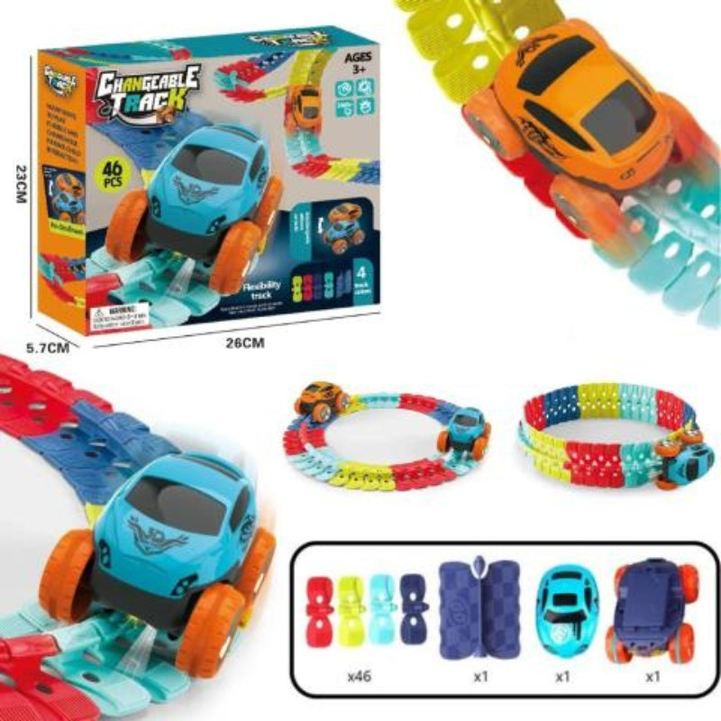 Flexible LED Race Track Set with Custom Layout and Light Up Car