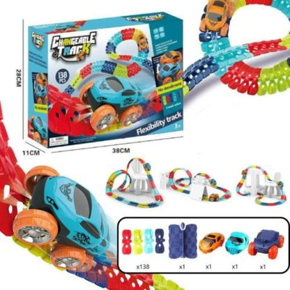 Flexible LED Race Track Set with Custom Layout and Light Up Car
