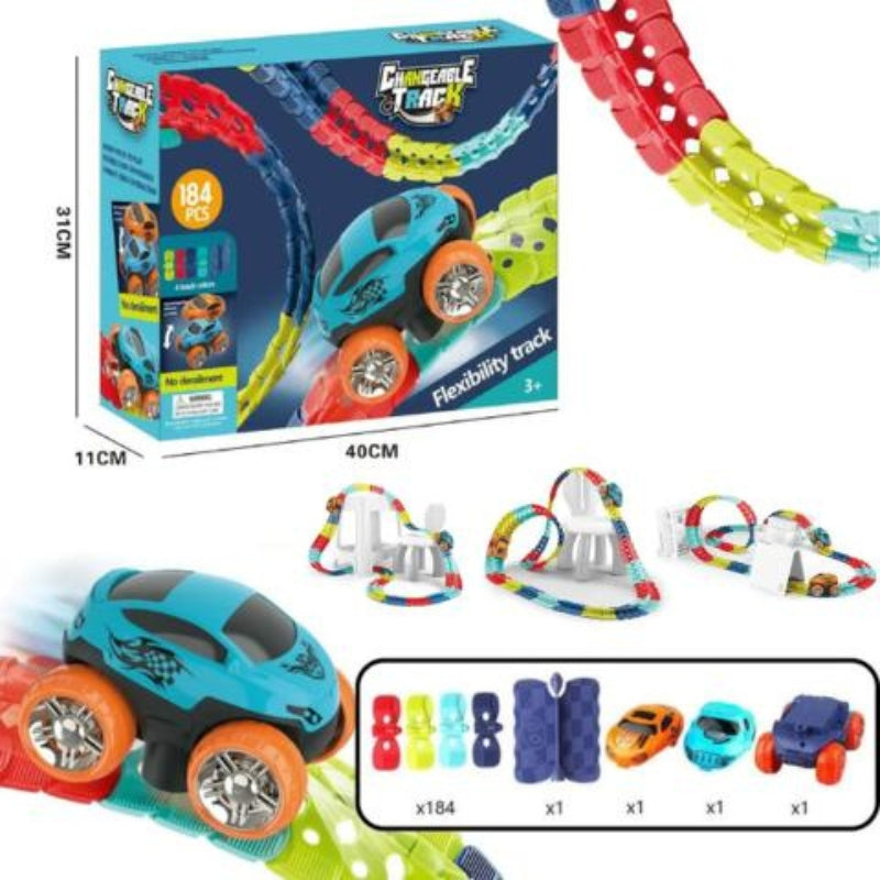 Flexible LED Race Track Set with Custom Layout and Light Up Car