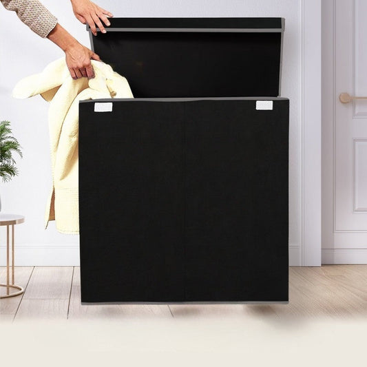 Foldable 3 Section Laundry Hamper with Lid Collapsible Clothes Basket Organizer