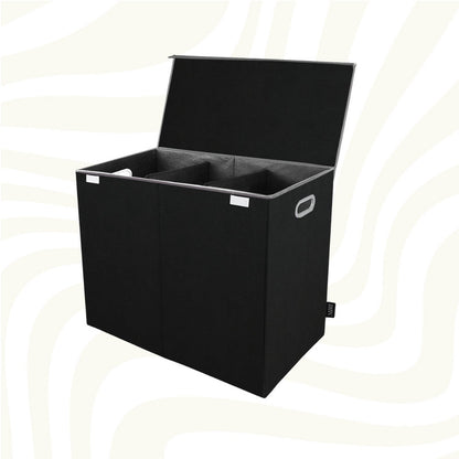 Foldable 3 Section Laundry Hamper with Lid Collapsible Clothes Basket Organizer