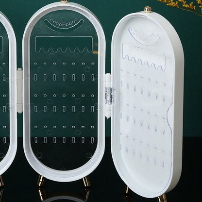 Foldable Oval Jewelry Organizer Travel Storage Case
