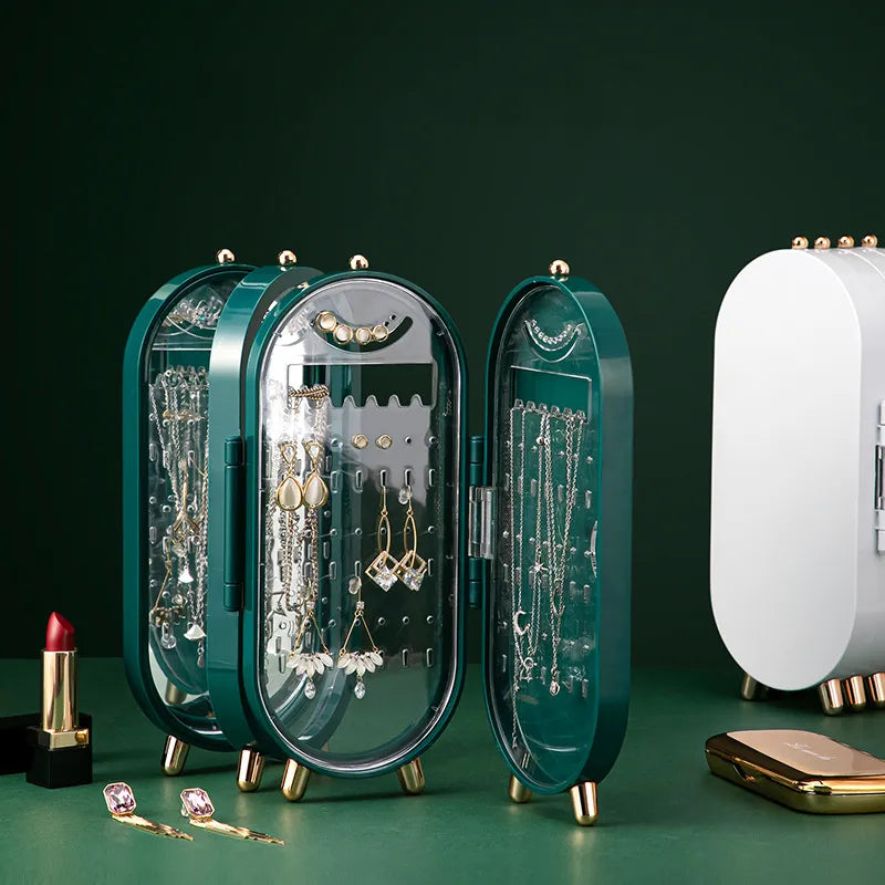 Foldable Oval Jewelry Organizer Travel Storage Case