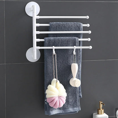 Foldable Rotating Wall Towel Rack Space-Saving Multi-Arm Drying Shelf