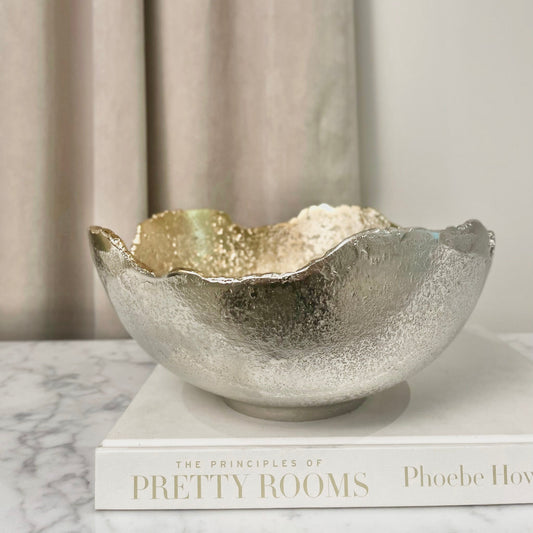 FusionBowl Creative Two-Tone Silver and Gold Abstract Decorative Bowl