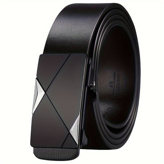 Genuine Leather Men's Belt Automatic Buckle Adjustable Dress Casual