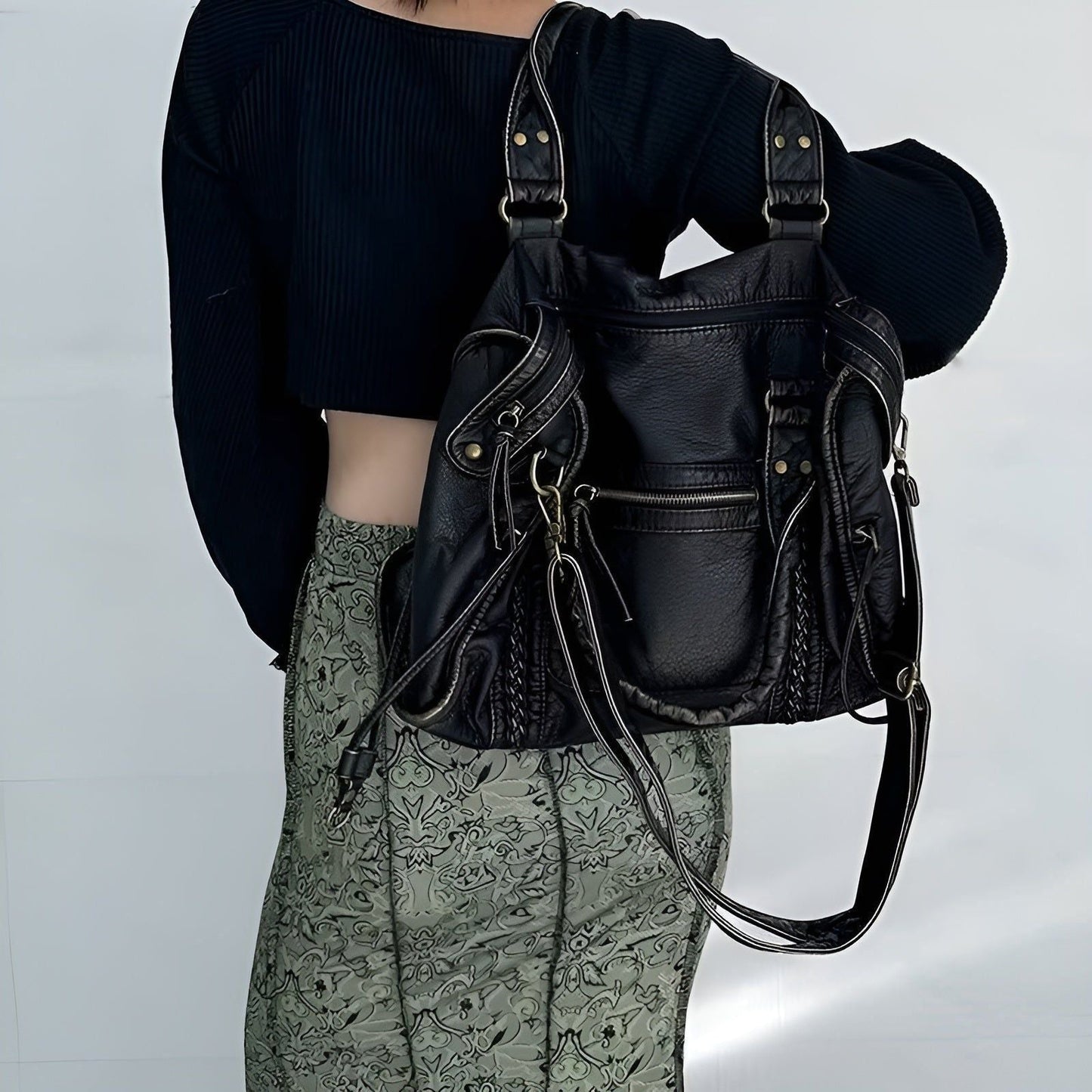 Genuine Leather Shoulder Bag Women's Elegant Everyday Office