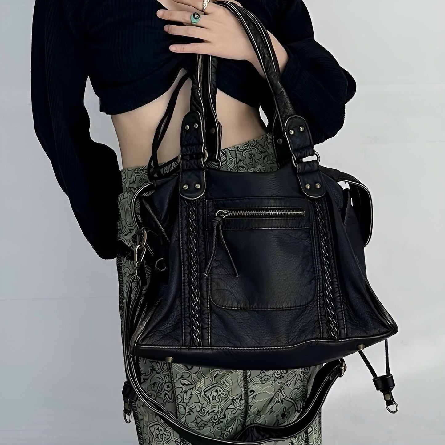 Genuine Leather Shoulder Bag Women's Elegant Everyday Office