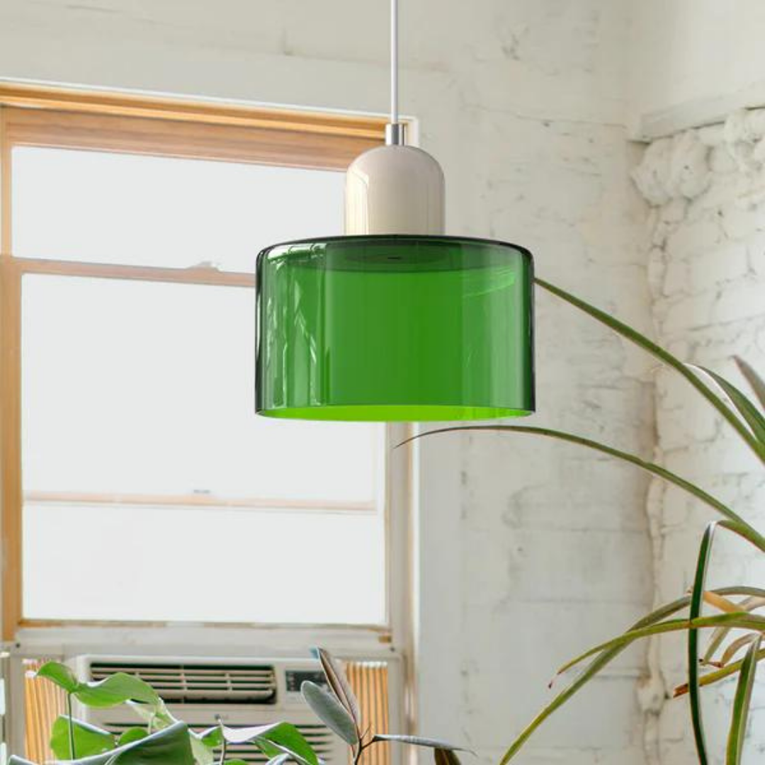 Glass Pendant Light Elegant Cylindrical Hanging Lamp for Cozy Living Spaces