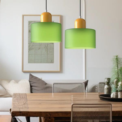 Glass Pendant Light Elegant Cylindrical Hanging Lamp for Cozy Living Spaces