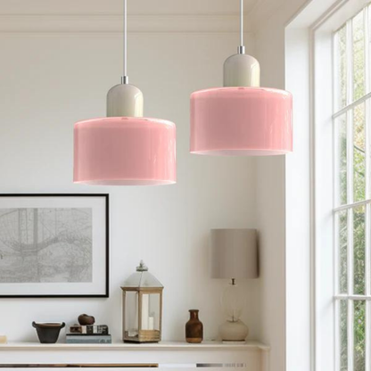 Glass Pendant Light Elegant Cylindrical Hanging Lamp for Cozy Living Spaces