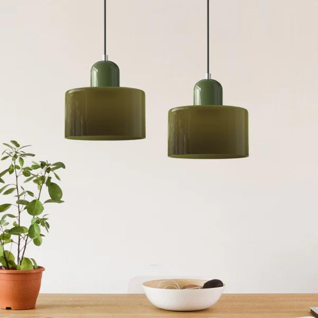Glass Pendant Light Elegant Cylindrical Hanging Lamp for Cozy Living Spaces
