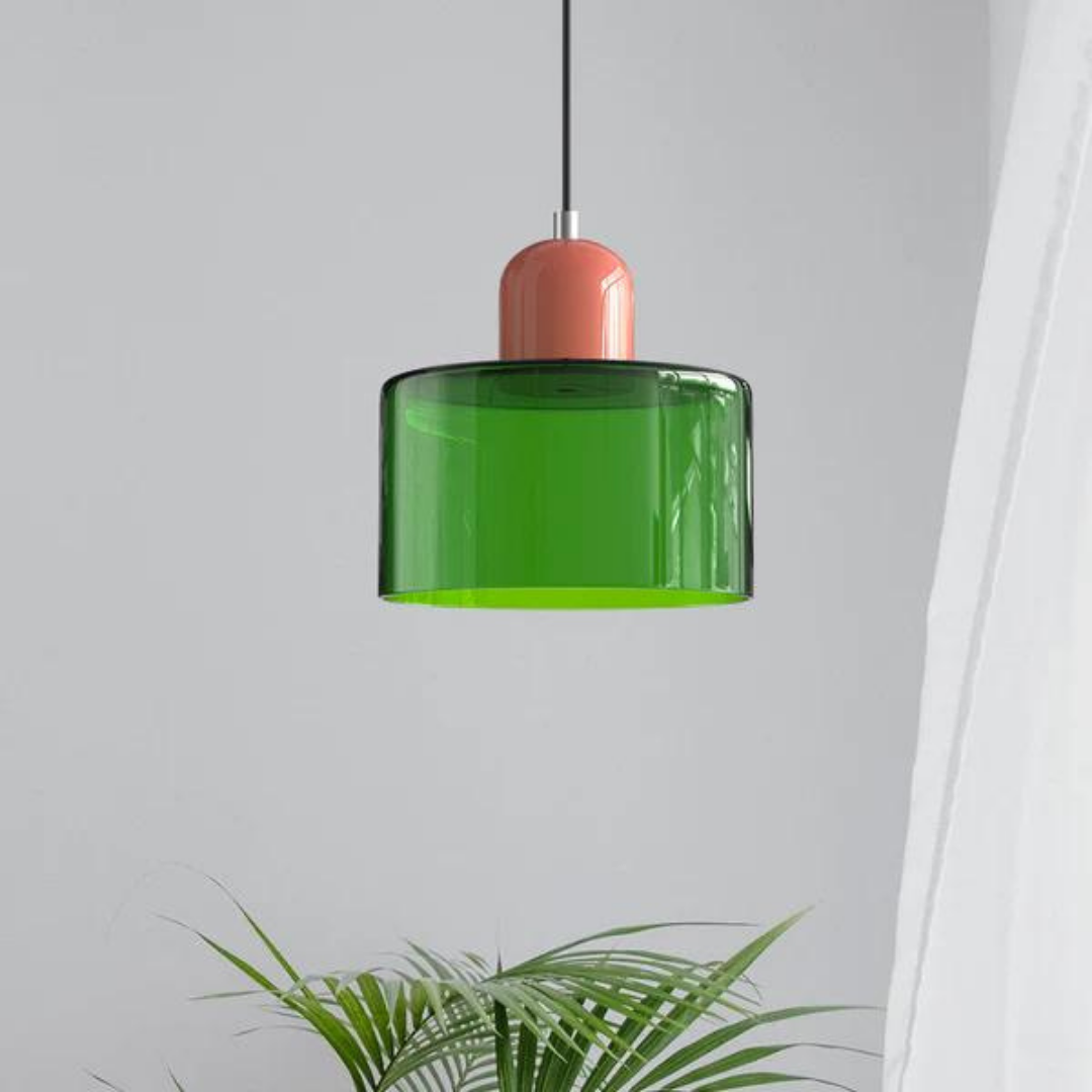 Glass Pendant Light Elegant Cylindrical Hanging Lamp for Cozy Living Spaces