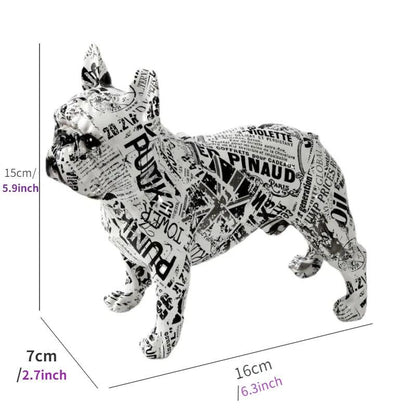 Graffiti French Bulldog Resin Figurine Modern Art Decorative Dog Statue