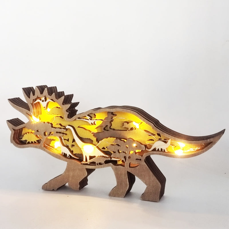 Handcrafted 3D Wooden Animal Sculpture Layered Carved Wood Art Decor for Home Office